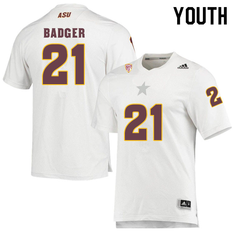 Youth #21 Elijhah BadgerArizona State Sun Devils College Football Jerseys Sale-White